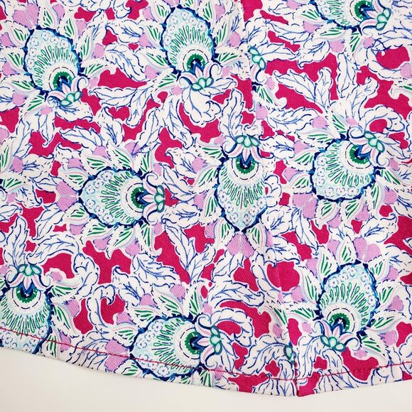 LOFT Womens Bloom Godet Double V Mini Dress Large Floral Sleeveless Stretch - Picture 12 of 14